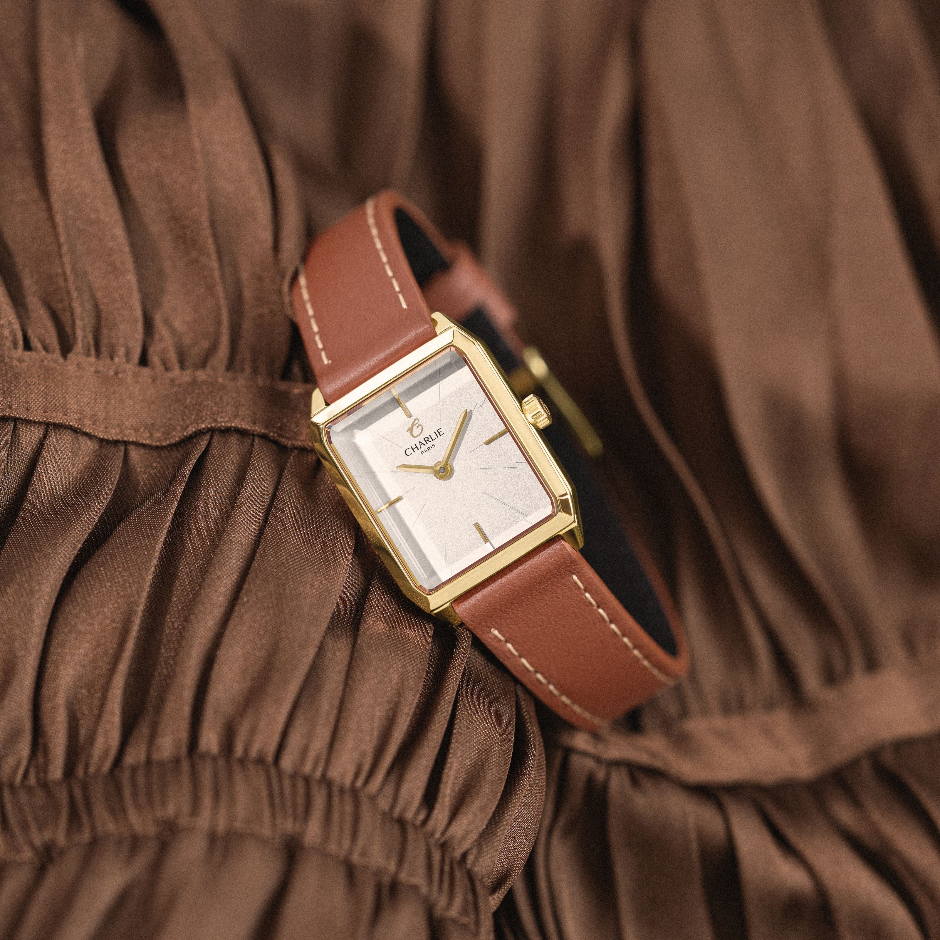 charlie-paris-bracelet-cuir-marron-14mm-boucle-ardillon-interchangeable image 2