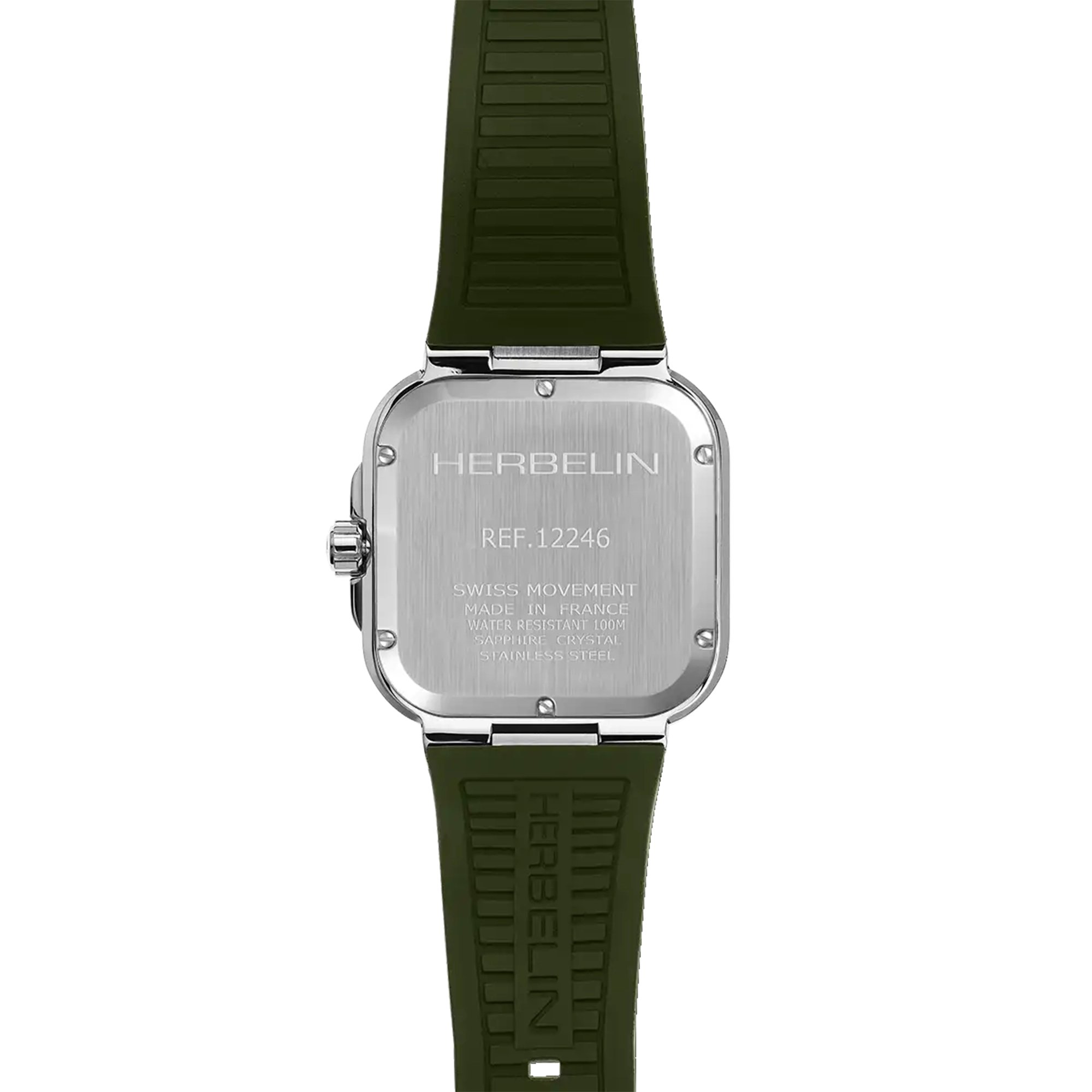 herbelin-cap-camarat-square-montre-homme-quartz-kaki-fkm-acier image 4