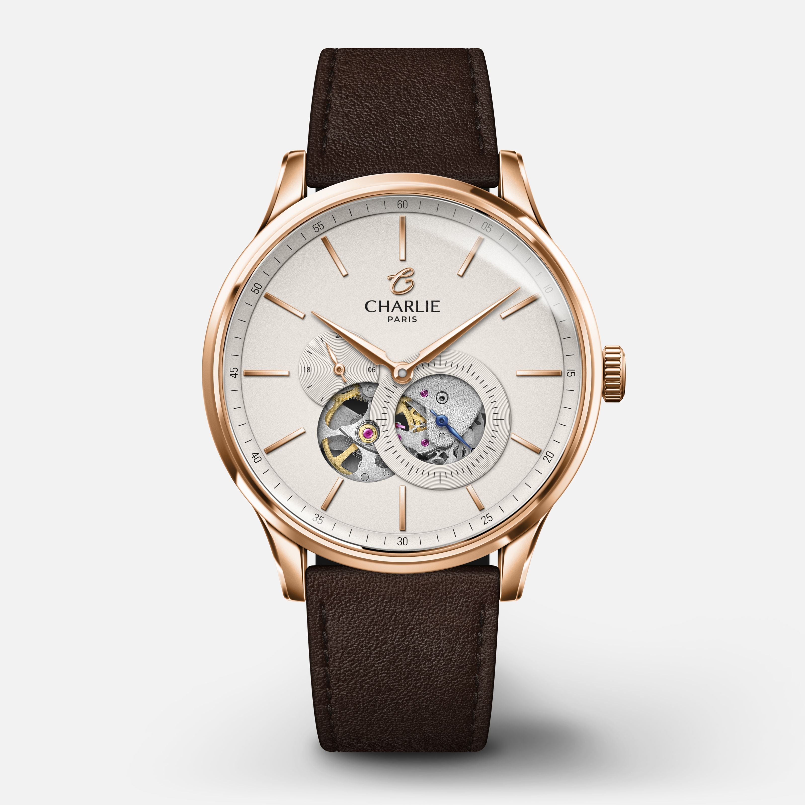 charlie-paris-initial-montre-automatique-c-ur-ouvert-dor-rose-40mm-cadran-dor image 8