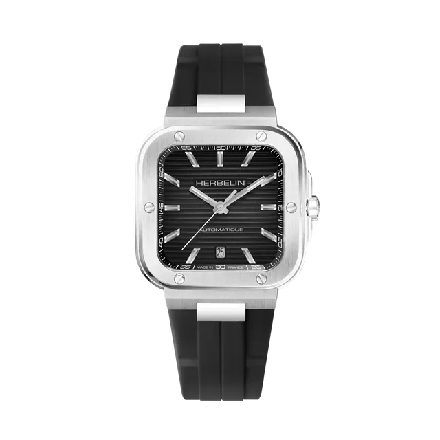 herbelin-cap-camarat-square-automatique-39-mm-montre-homme-acier-noir-caoutchouc image 1