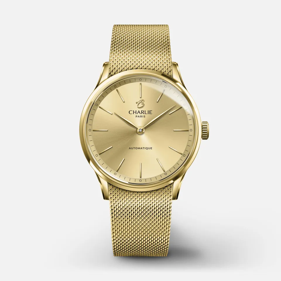 charlie-paris-initial-35-montre-automatique-dor-cadran-soleil-35-mm image 1