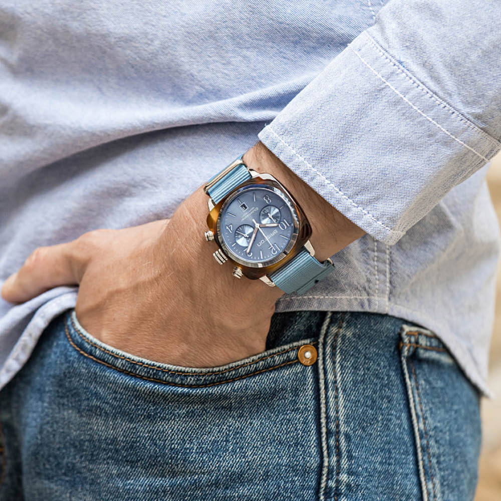 briston-clubmaster-classic-chrono-40-mm-bleu-glacier-quartz image 2