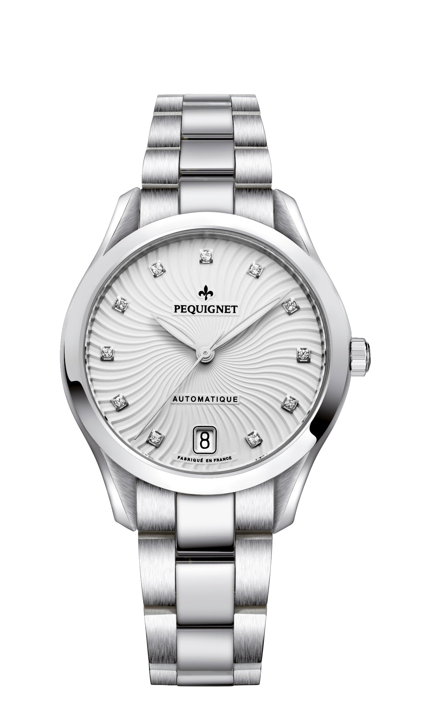 pequignet-l-gance-montre-femme-automatique-suisse-bo-tier-acier-cadran-blanc-fra image 1