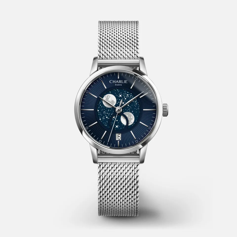 charlie-paris-sully-phase-de-lune-acier-bleu-montre-femme-quartz-suisse-30-mm image 1
