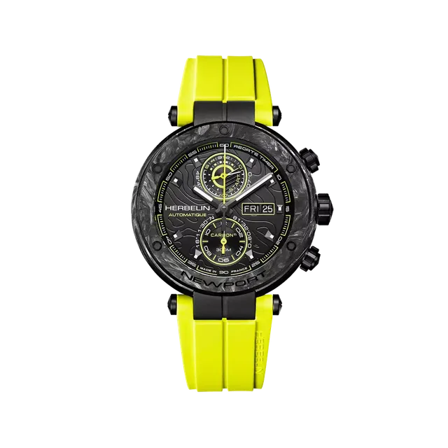 herbelin-newport-carbone-titane-chronographe-jaune-montre-automatique-plongeuse- image 1