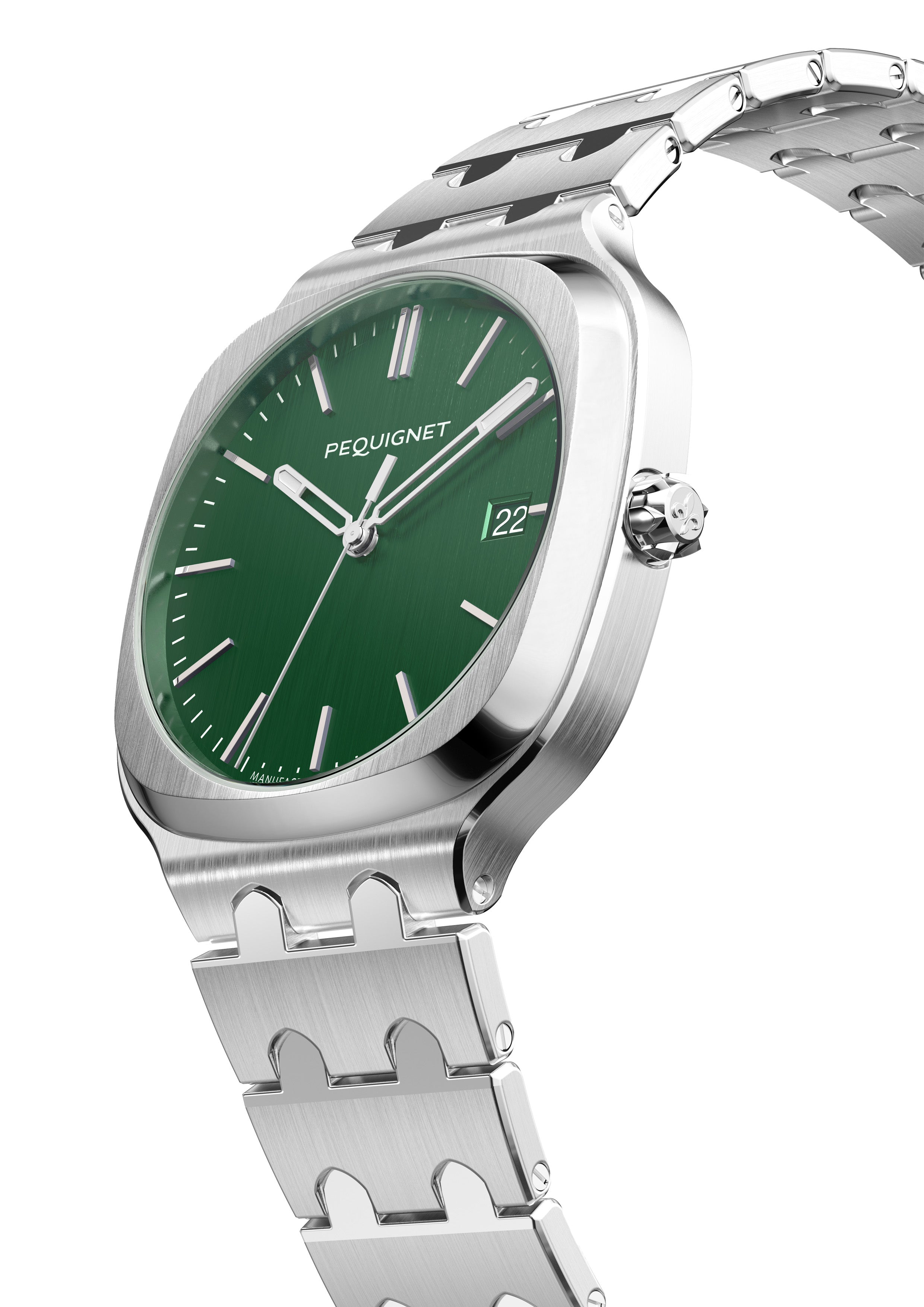 pequignet-concorde-40-mm-montre-femme-sport-chic-acier-cadran-vert-anglais-calib image 4
