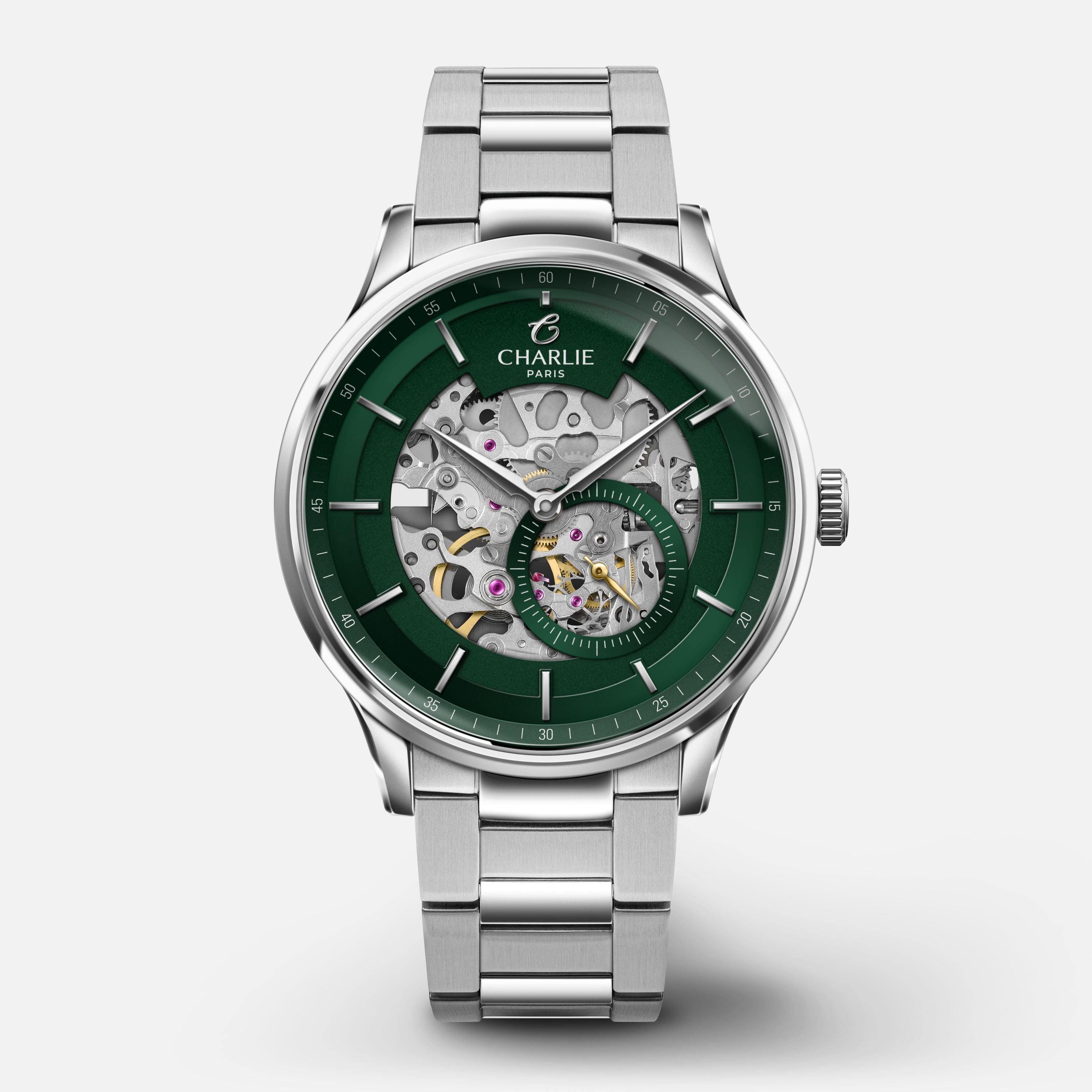 charlie-paris-initial-squelette-vert-montre-automatique-homme-40mm image 1