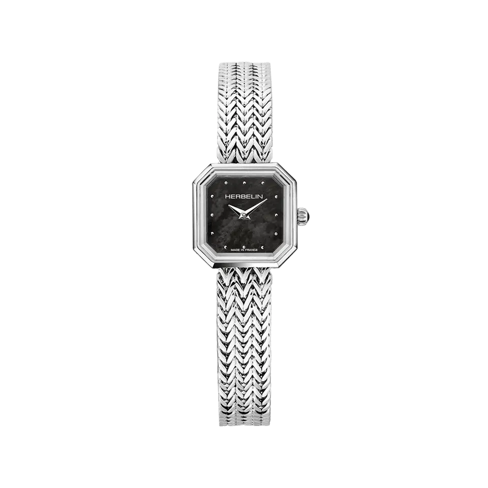 herbelin-octog-ne-quartz-carr-femme-acier-nacre-noire image 1