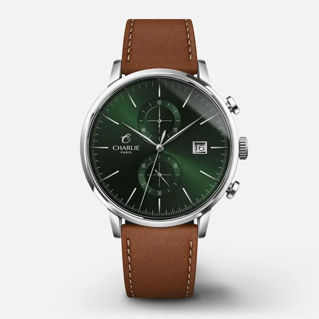 charlie-paris-horizon-montre-chronographe-homme-40mm-cadran-vert image 1