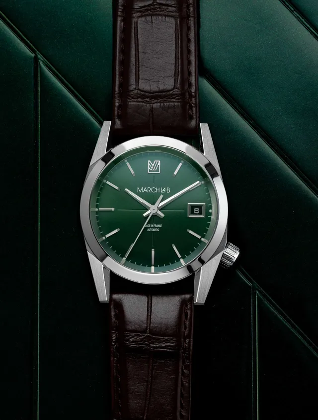 march-la-b-am69-automatique-grall-36-mm-montre-mixte-cadran-vert image 1