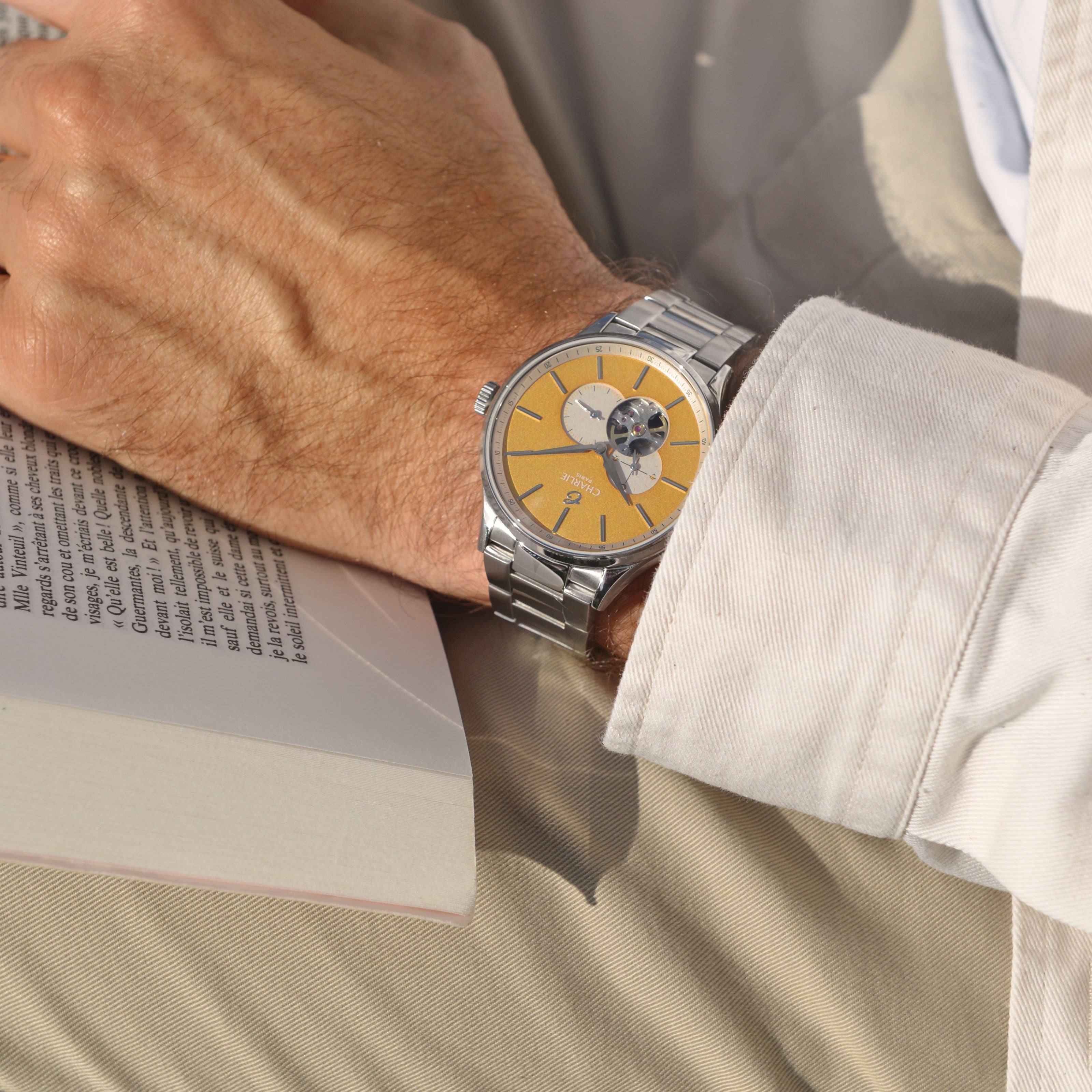 charlie-paris-initial-montre-automatique-c-ur-ouvert-yellow-sunshine-40mm-dition image 2