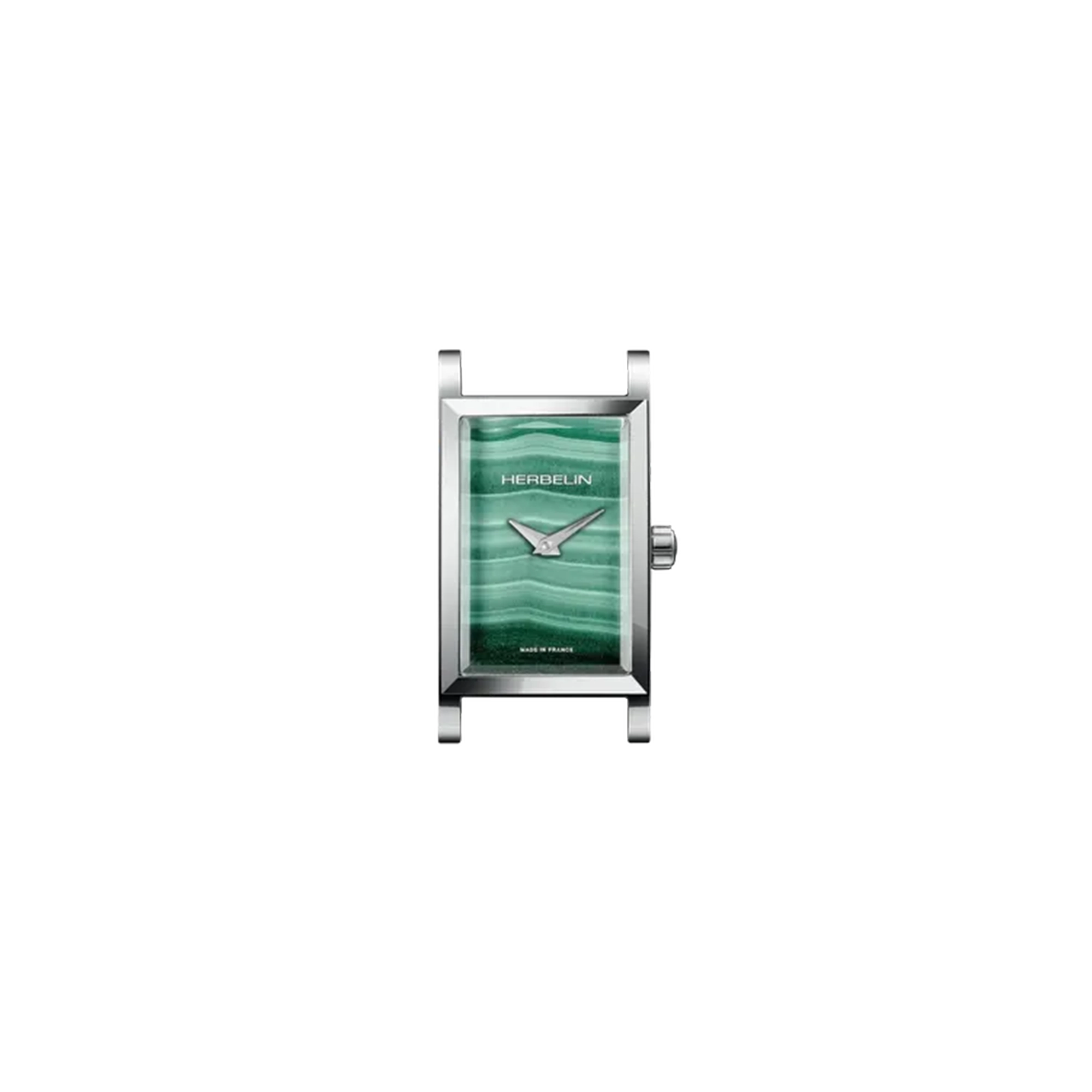 herbelin-antar-s-rectangle-malachite-verte-bo-tier-acier-facette-quartz image 1