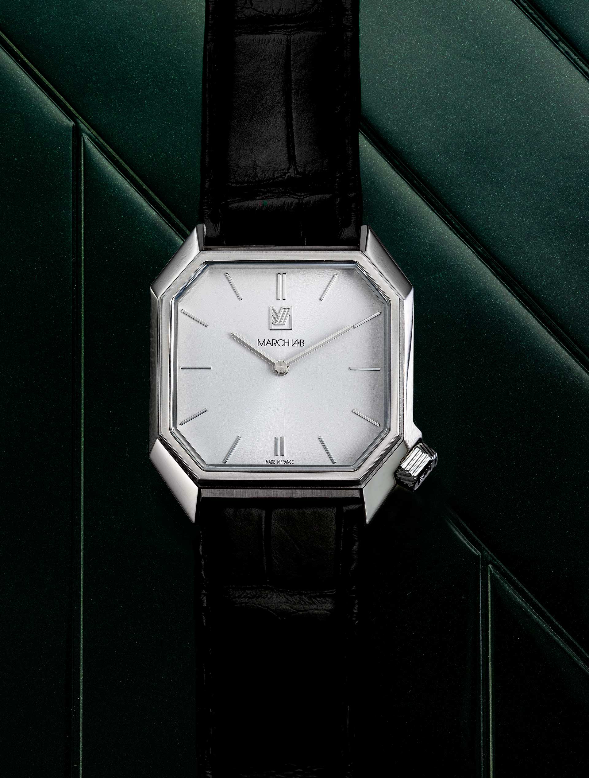 march-la-b-montre-mansart-electrique-white-34-mm-octogonale image 3