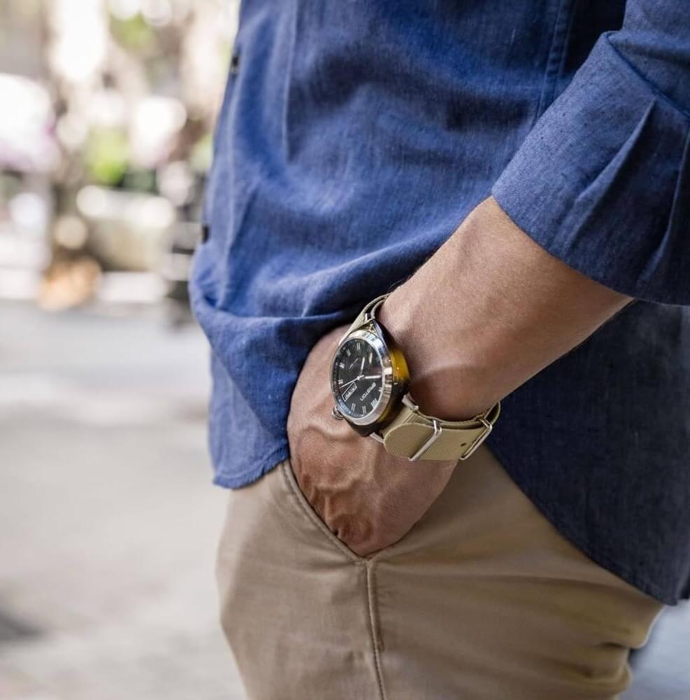 briston-clubmaster-sport-hms-42-mm-noir-caille-kaki image 2