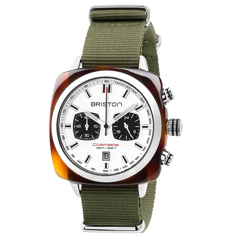 briston-clubmaster-sport-chronographe-42-mm-blanc-acier-caille image 1