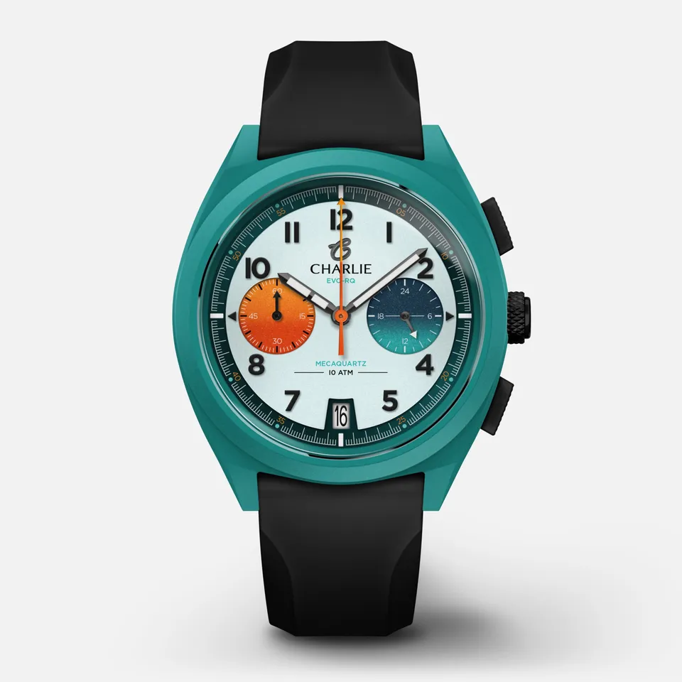 charlie-paris-grx-chronographe-evo-rq-montre-sport-homme-39mm-cerakote-turquoise image 1