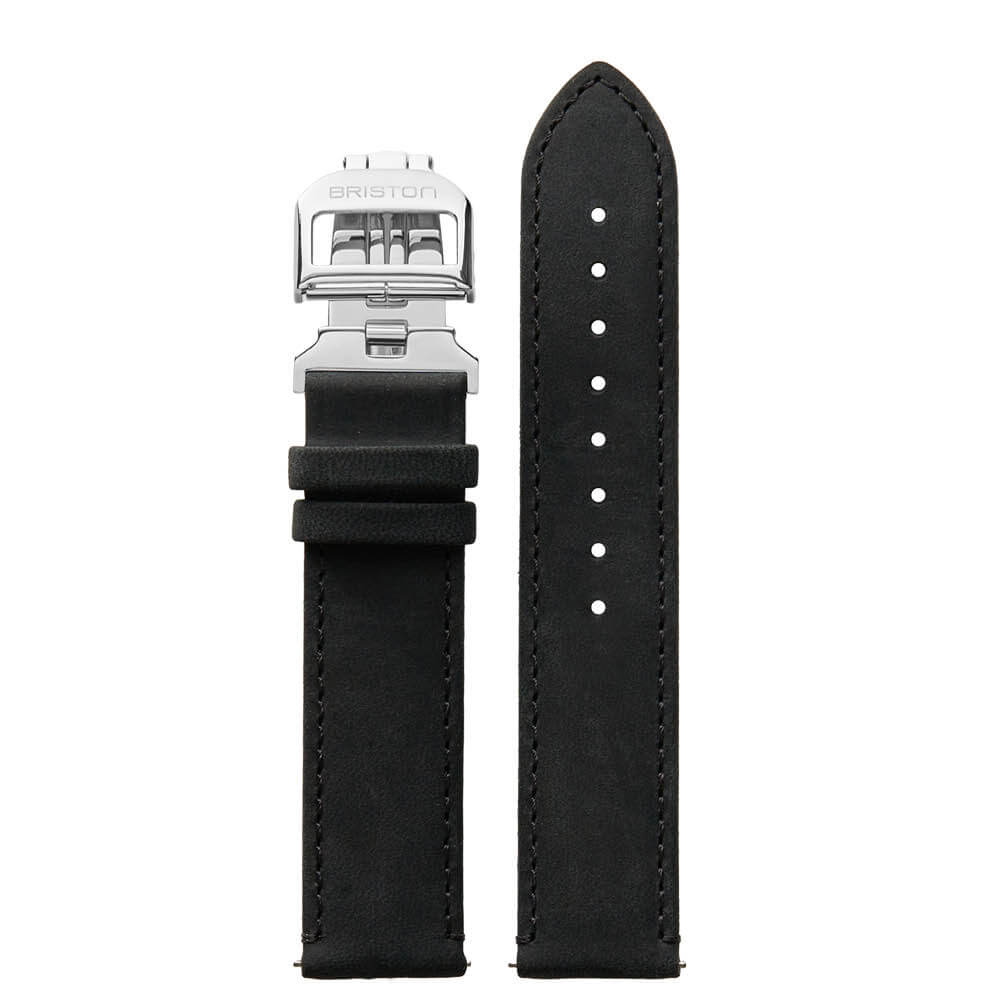 briston-clubmaster-classic-bracelet-cuir-vintage-noir-20-mm-boucle-d-ployante image 1