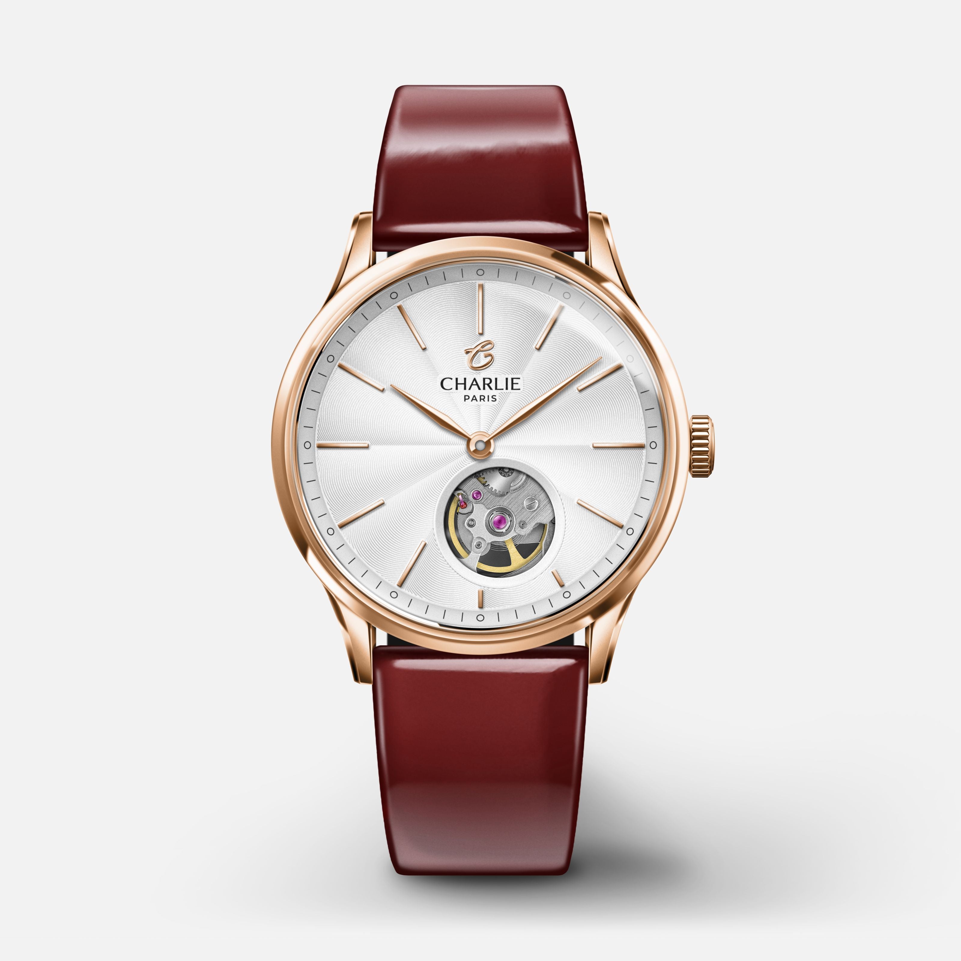 charlie-paris-bracelet-montre-cuir-vernis-bordeaux-18mm image 2