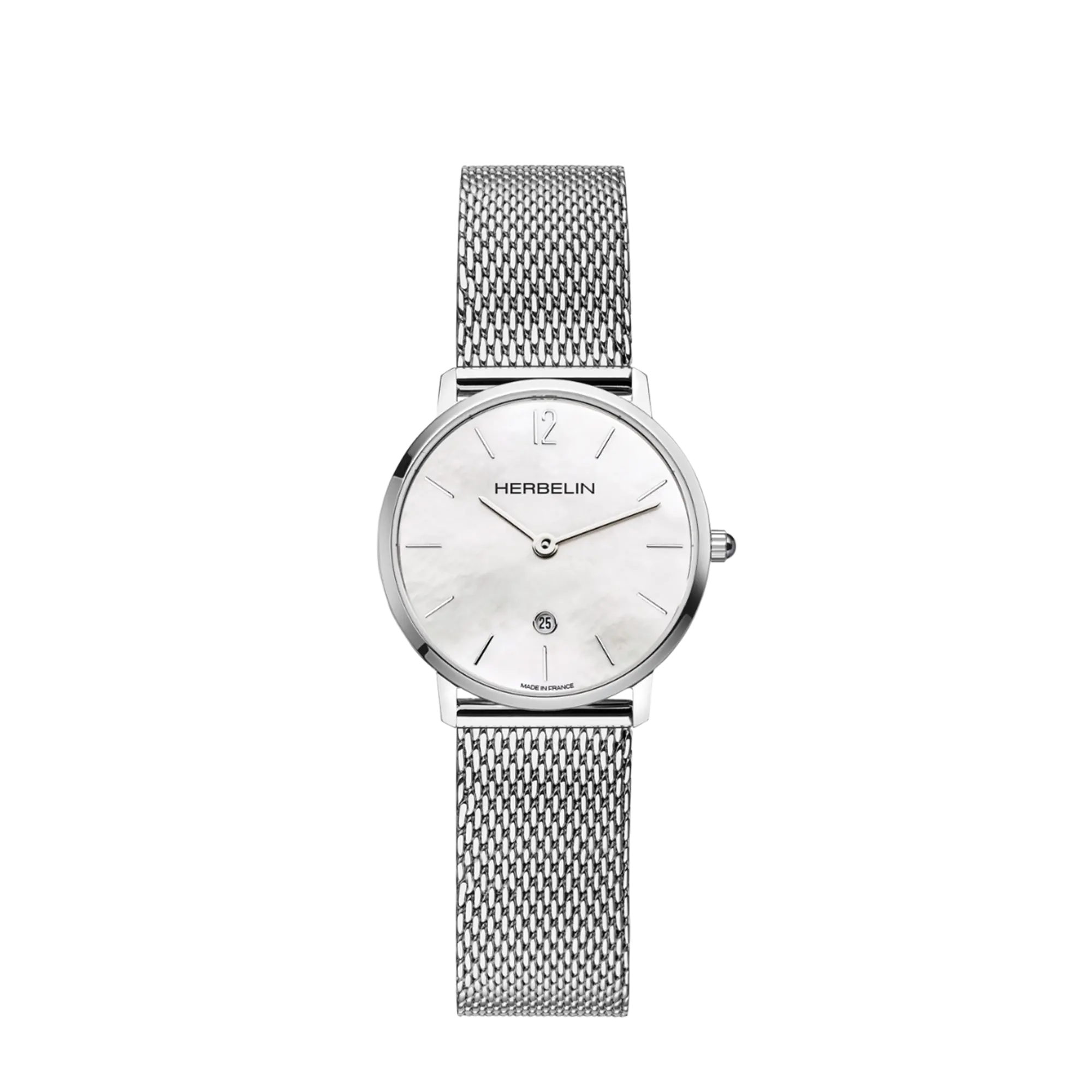 herbelin-city-quartz-femme-30-5-mm-nacre-maille-milanaise-montre image 1