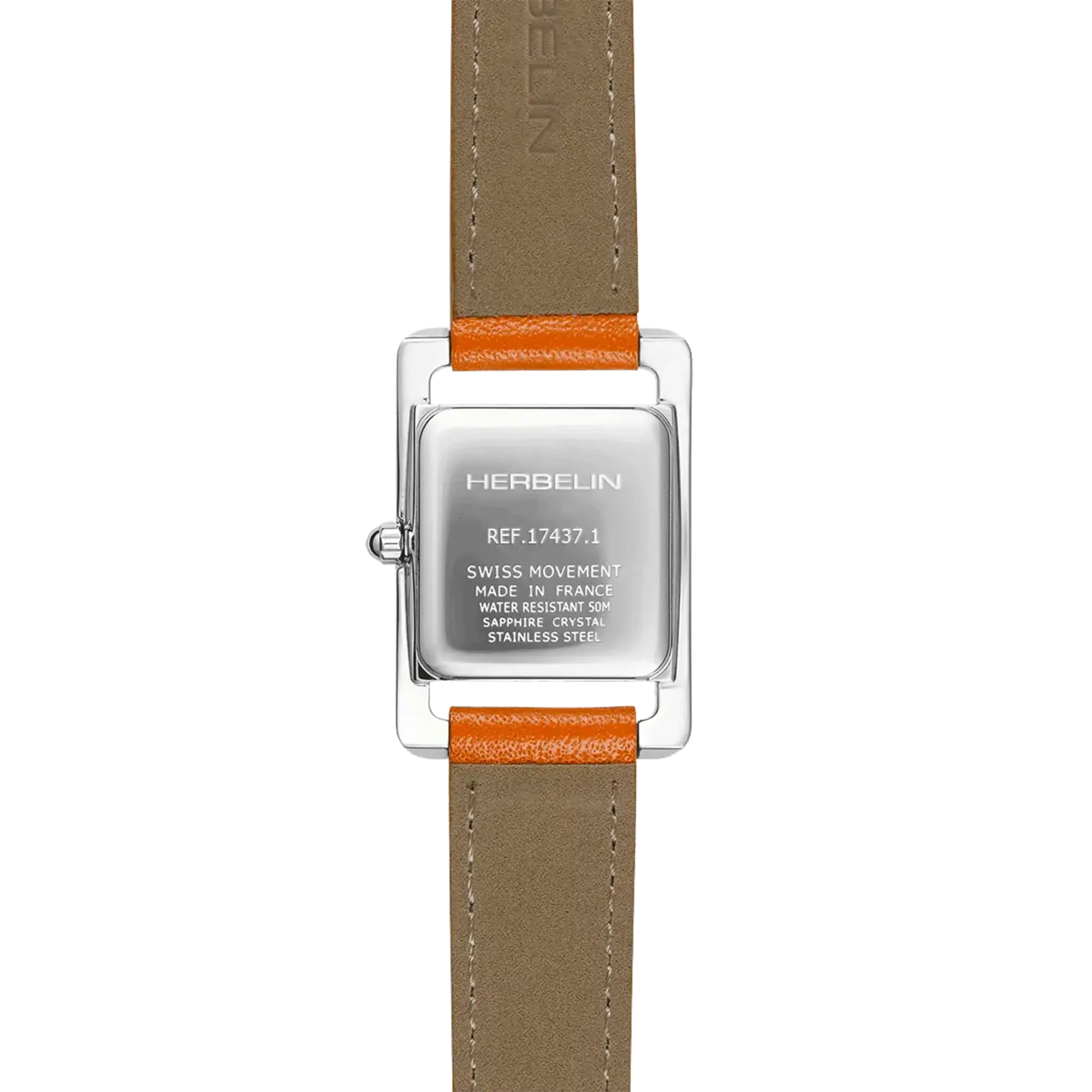 herbelin-ve-avenue-double-bracelet-cuir-orange-nacre-montre-femme image 4