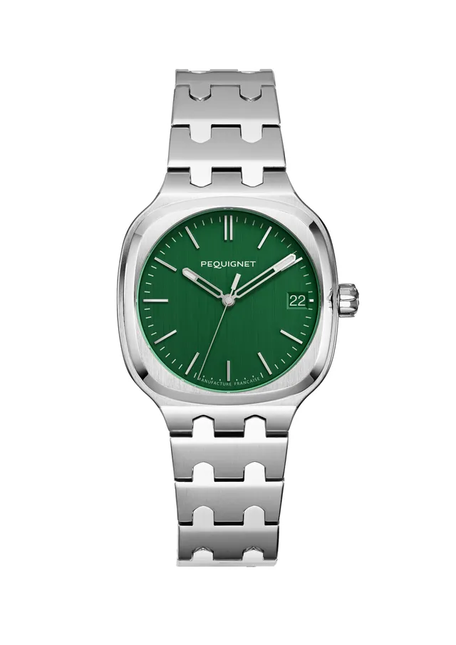 pequignet-concorde-cadran-vert-anglais-36-mm-montre-sport-chic-acier image 1