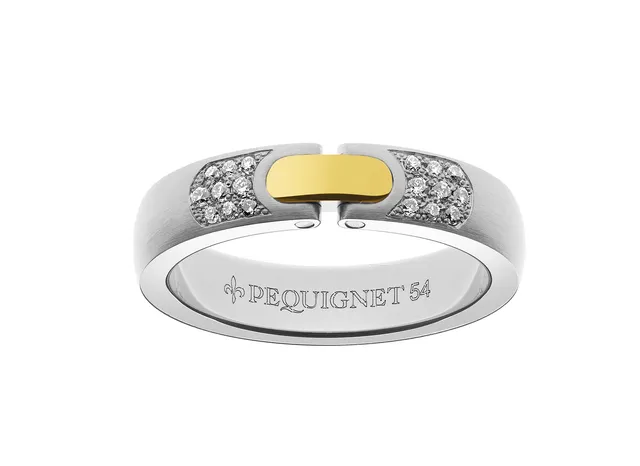 pequignet-moorea-bague-acier-or-jaune-diamant-4 image 1