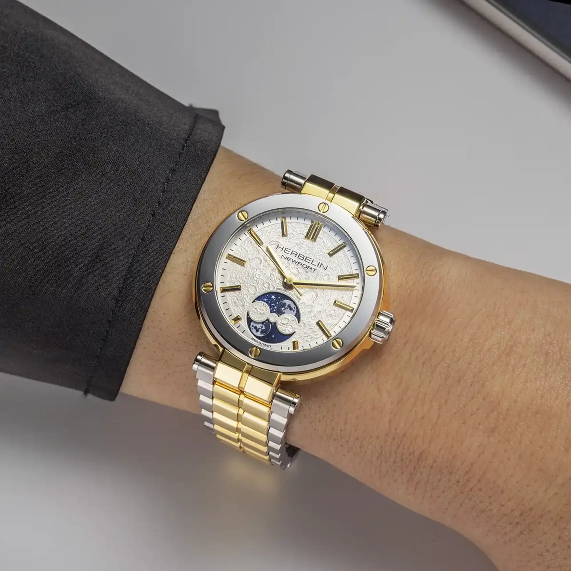 herbelin-newport-automatique-lady-montre-femme-phases-de-lune-bicolore image 2
