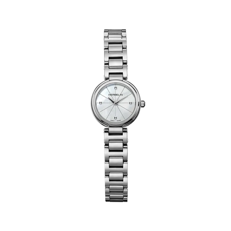 herbelin-lady-h-quartz-montre-femme-acier-nacre-blanche image 1