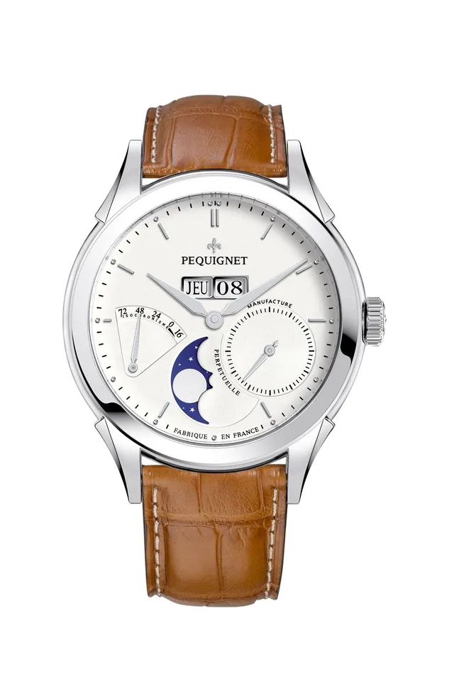 pequignet-royale-origine-argent-lune-montre-automatique-date-et-lune-88h image 1