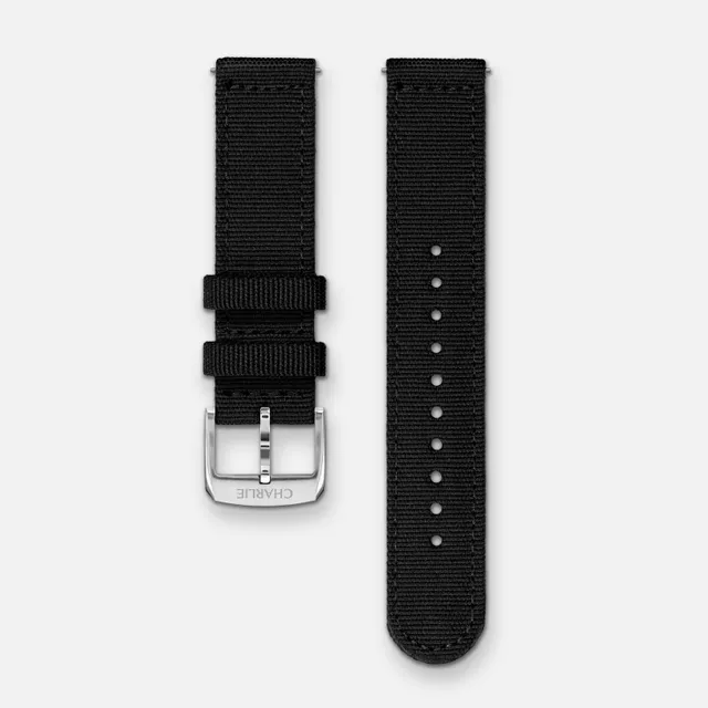 charlie-paris-bracelet-nylon-noir-20mm-interchangeable-sans-outil image 1