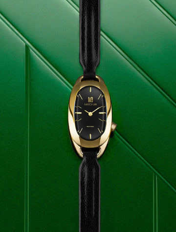march-la-b-montre-oblongue-supreme-femme-20-mm-noire-dor-e-quartz image 4