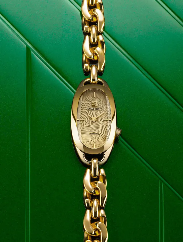 march-la-b-oblongue-drap-e-gold-montre-femme-ovale-20-mm image 1
