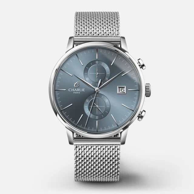 charlie-paris-horizon-chronographe-montre-quartz-40mm-iced-blue image 1