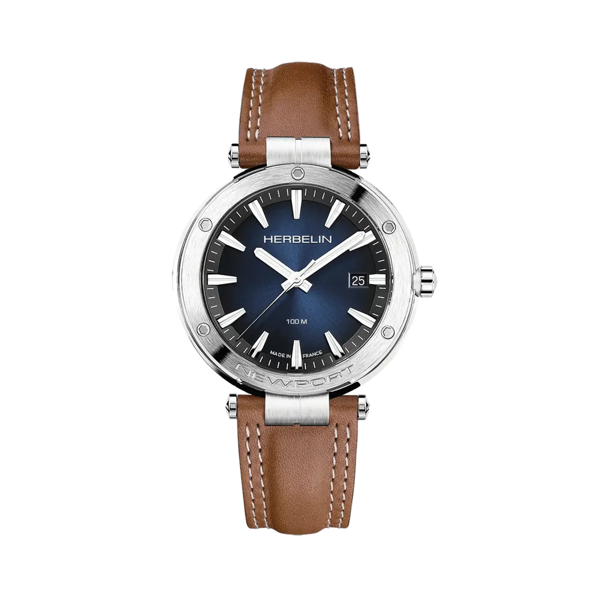 herbelin-newport-quartz-date-homme-acier-bleu-cuir image 1