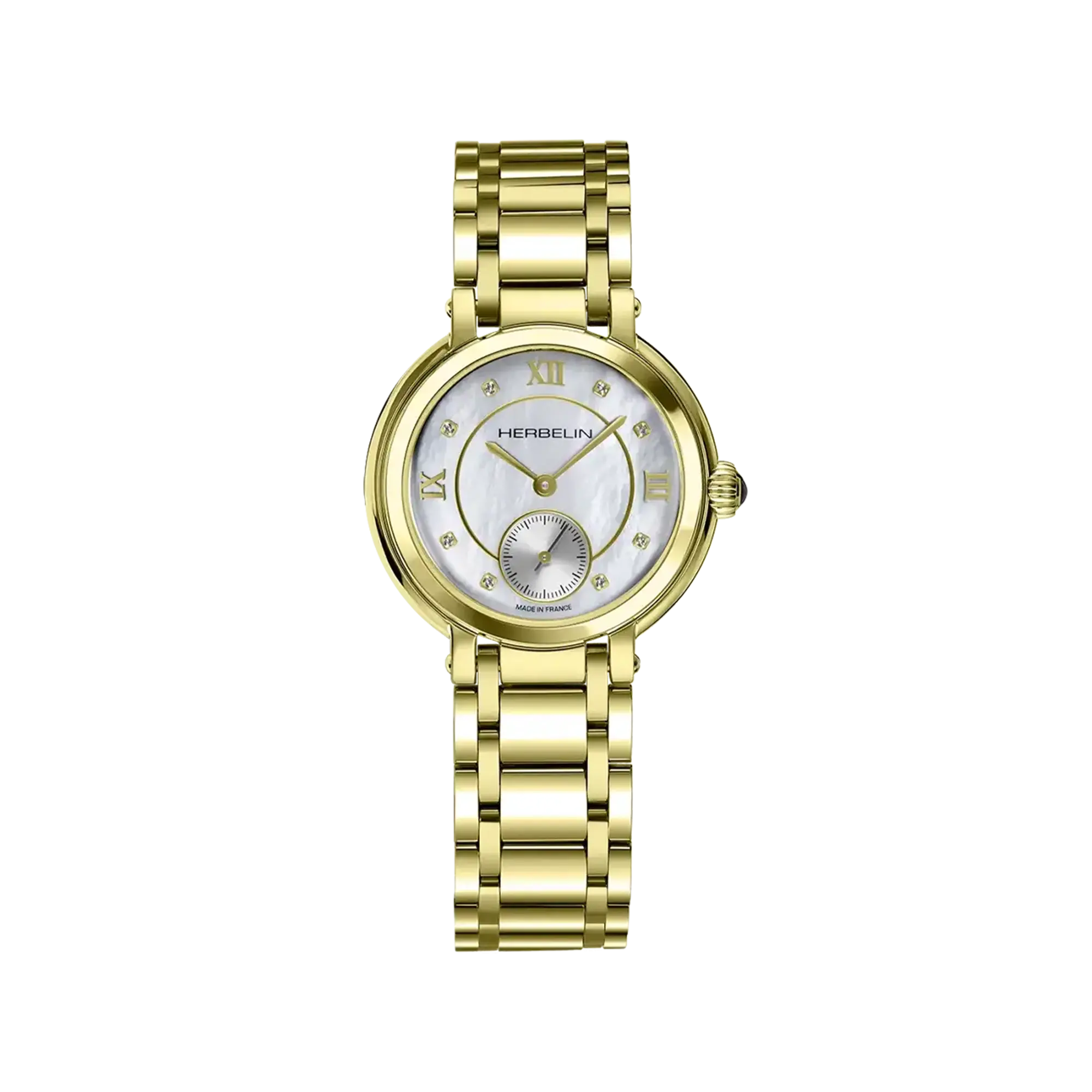 herbelin-galet-petite-seconde-nacre-pvd-or-jaune-montre-femme-quartz-suisse image 1