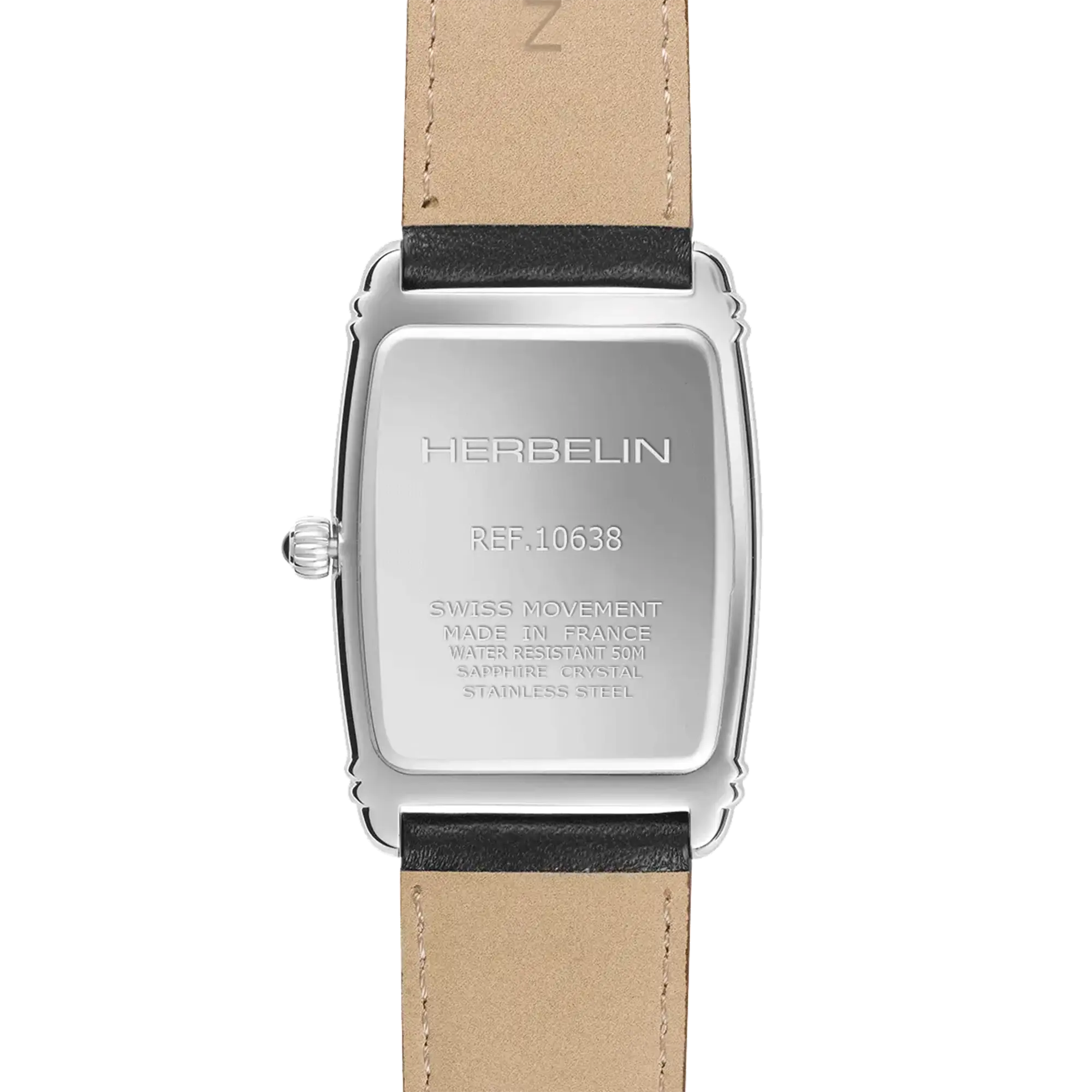 herbelin-art-d-co-petite-seconde-montre-homme-acier-cuir-noir image 4