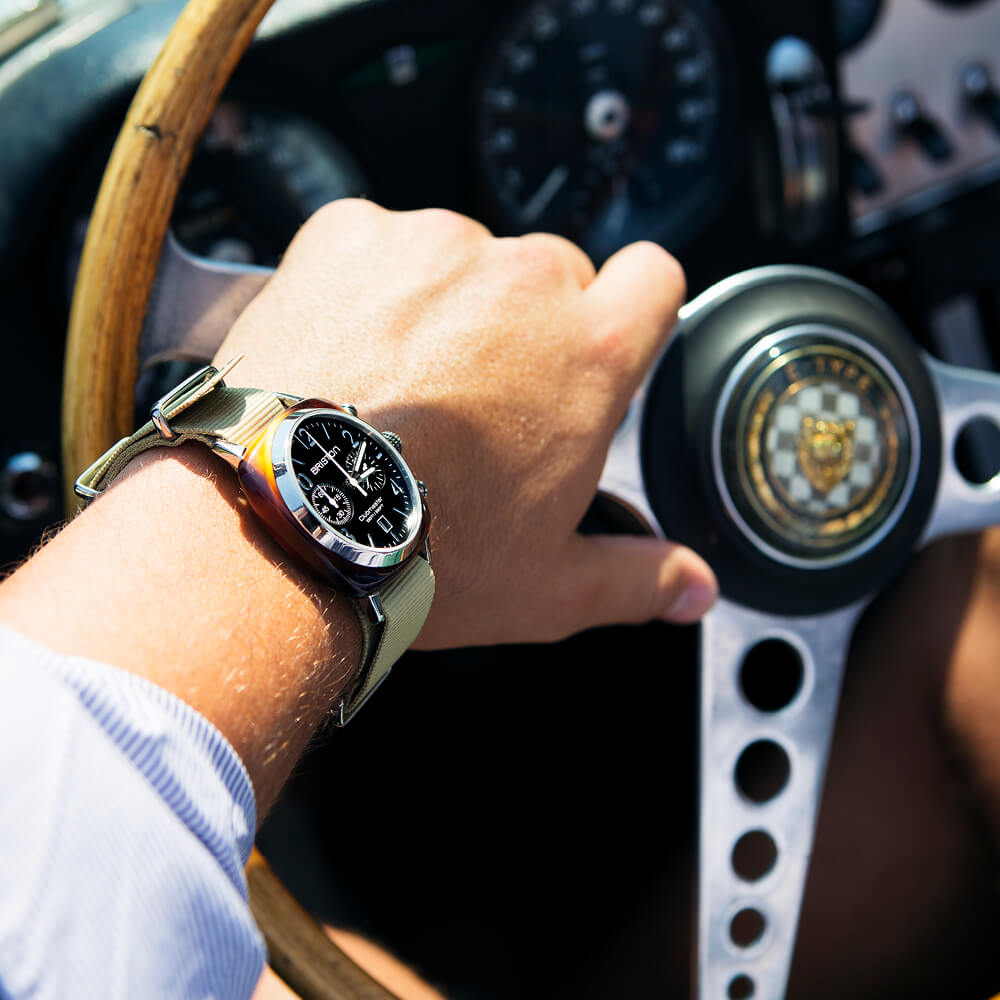 briston-clubmaster-classic-chrono-40-mm-noir-acier-ac-tate-kaki image 3