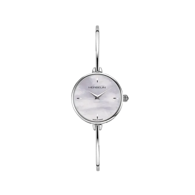 herbelin-fil-quartz-femme-ronde-acier-nacre-blanche image 1