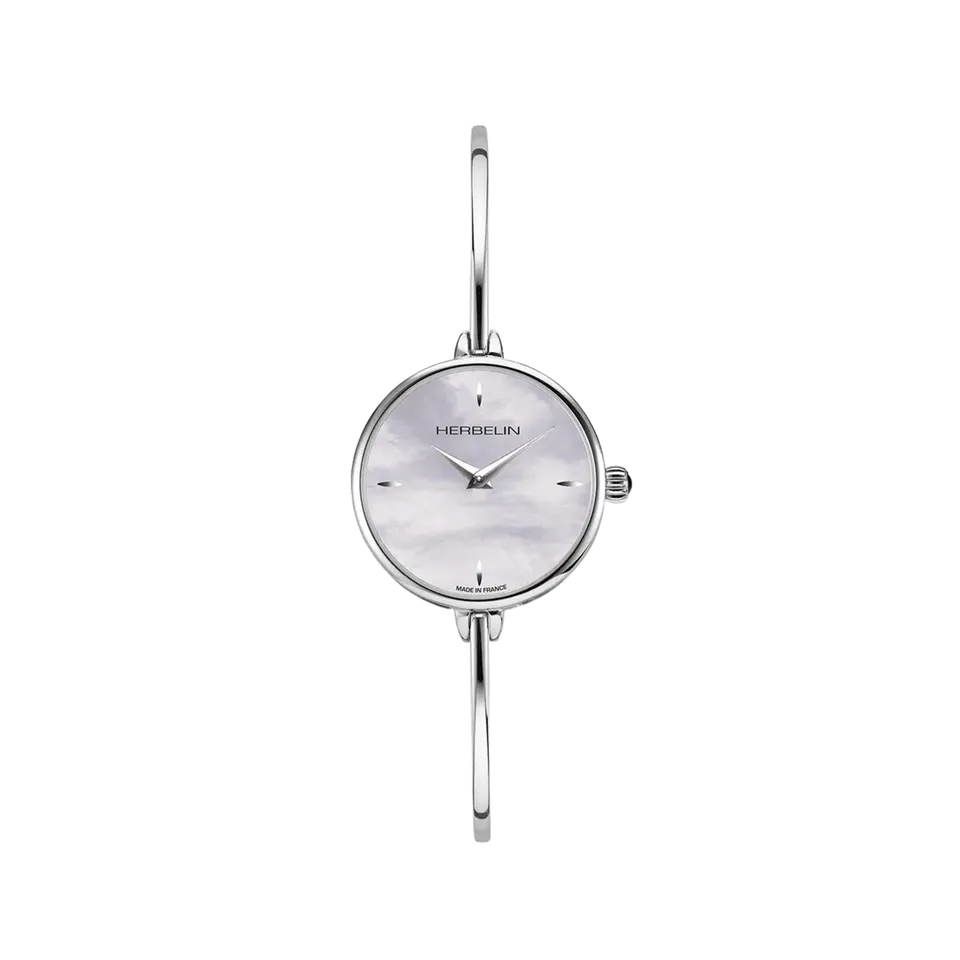 herbelin-fil-quartz-femme-ronde-acier-nacre-blanche image 1