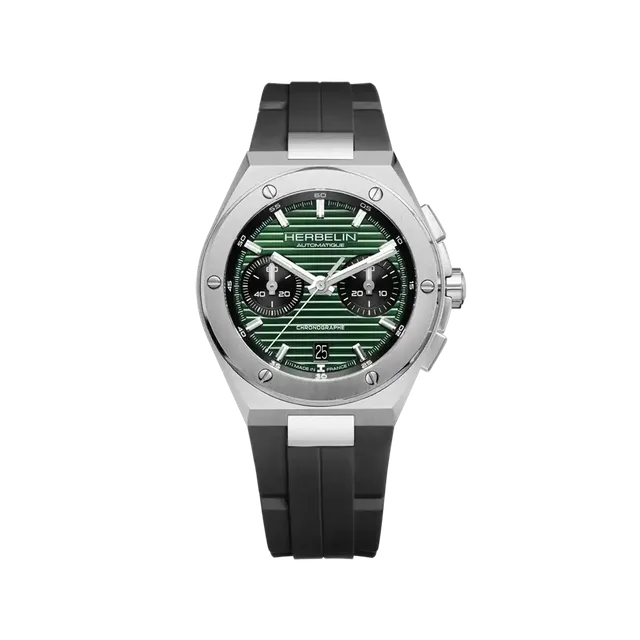 herbelin-cap-camarat-chrono-automatique-vert-fkm-noir-montre-homme image 1