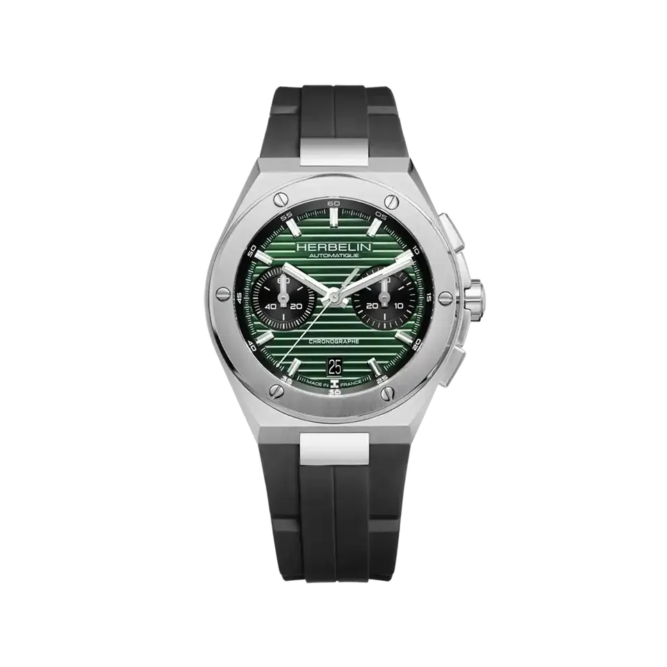 herbelin-cap-camarat-chrono-automatique-vert-fkm-noir-montre-homme image 1