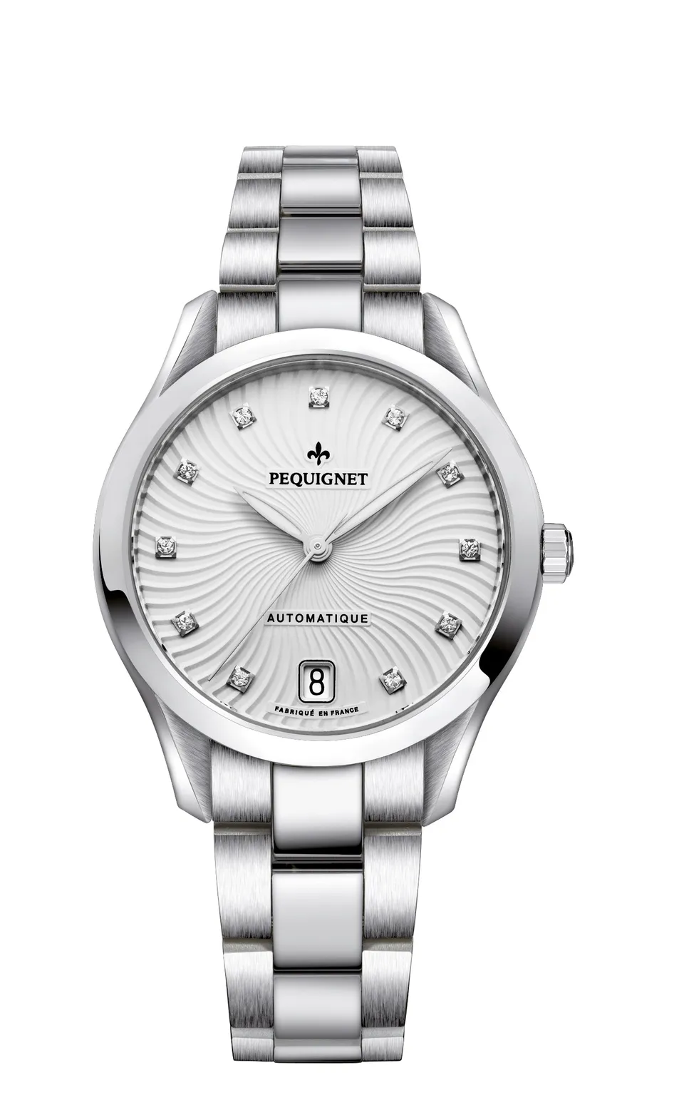 pequignet-l-gance-montre-femme-automatique-suisse-bo-tier-acier-cadran-blanc-fra image 1