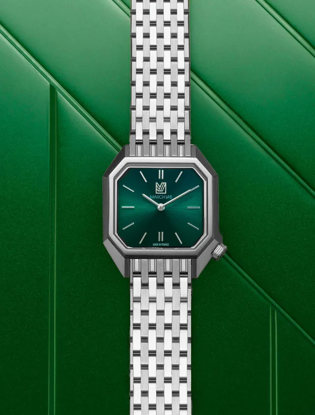 march-la-b-lady-mansart-forest-montre-femme-octogonale-26-mm-cadran-vert image 1