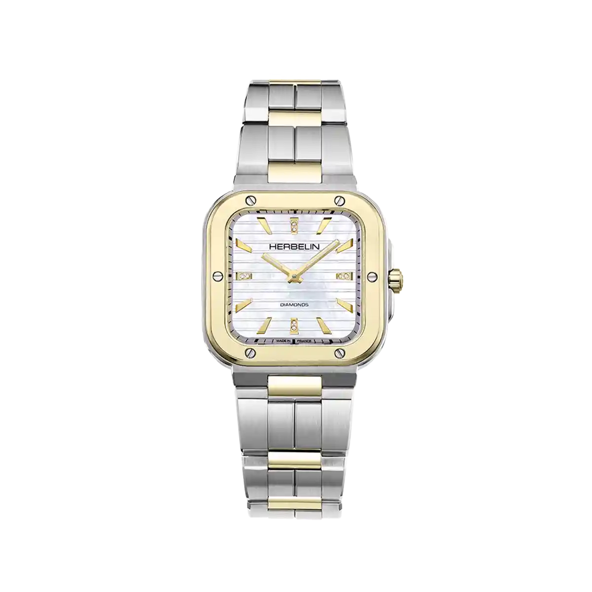 herbelin-cap-camarat-square-dame-montre-femme-nacre-diamants-bicolore image 1