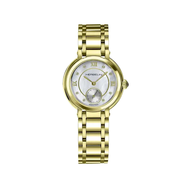 herbelin-galet-petite-seconde-nacre-pvd-or-jaune-montre-femme-quartz-suisse image 1