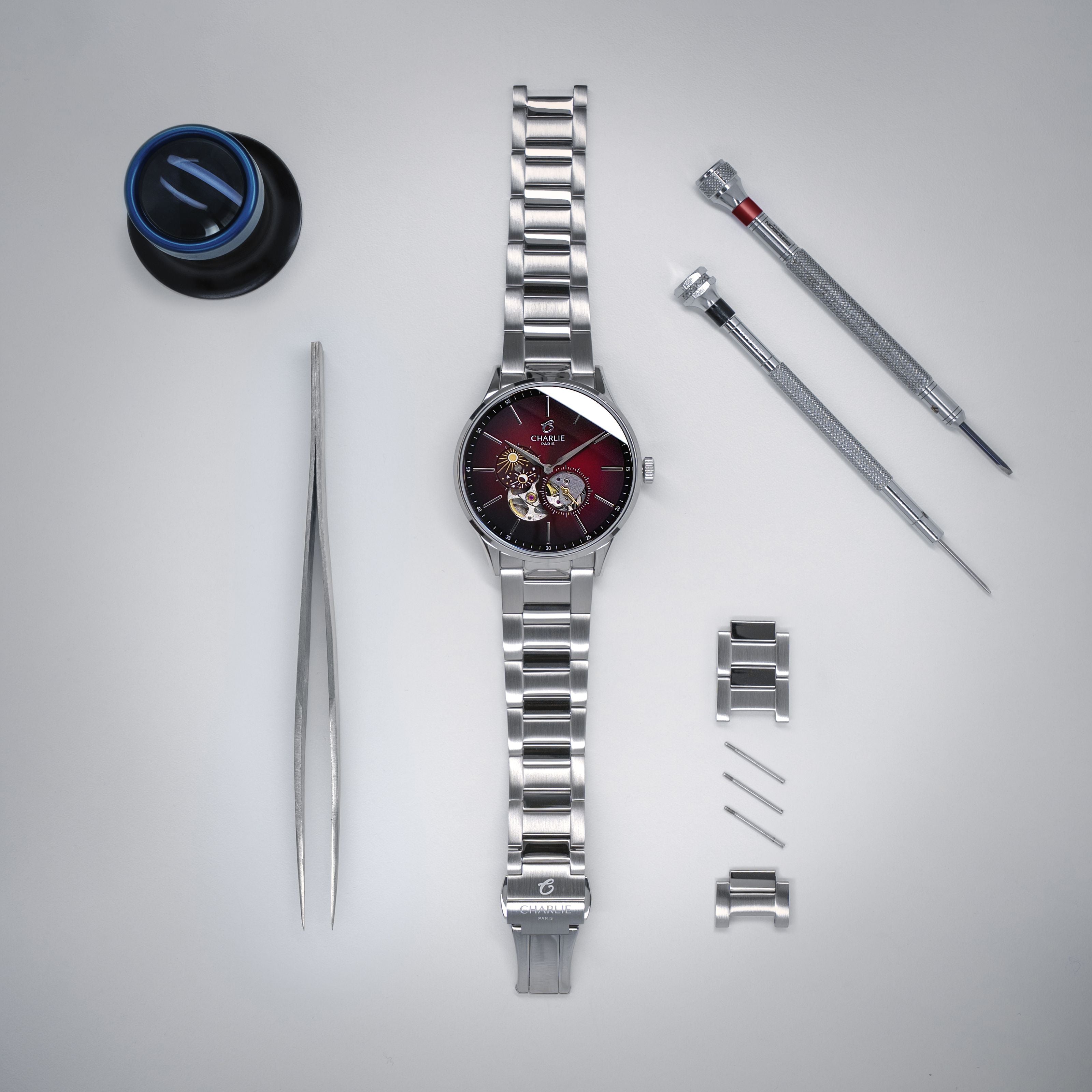 charlie-paris-initial-c-ur-ouvert-jour-nuit-montre-automatique-homme-40mm-bordea image 4