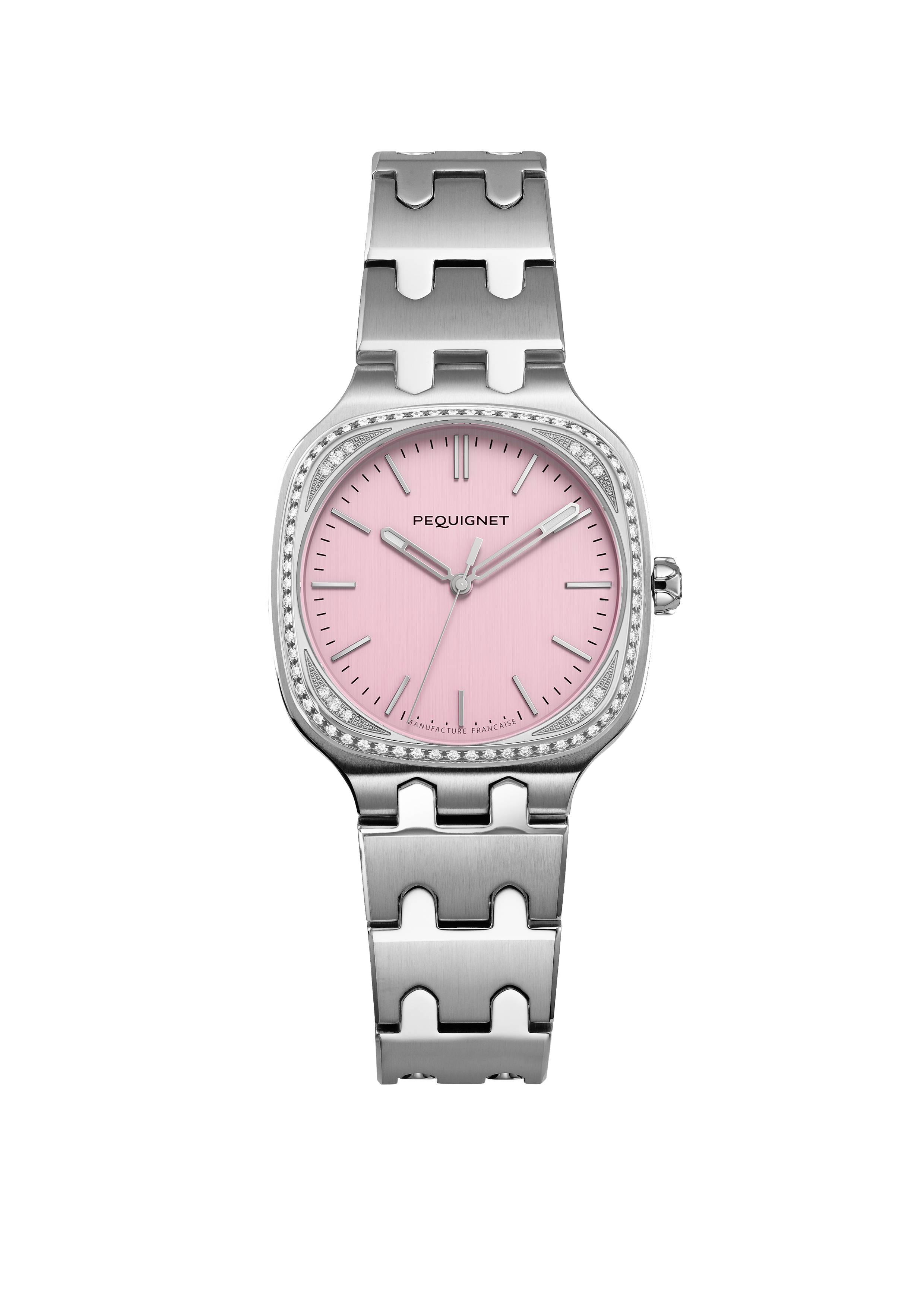 pequignet-concorde-cadran-rose-lunette-diamants-30-36-40mm-montre-quartz-mixte-a image 1