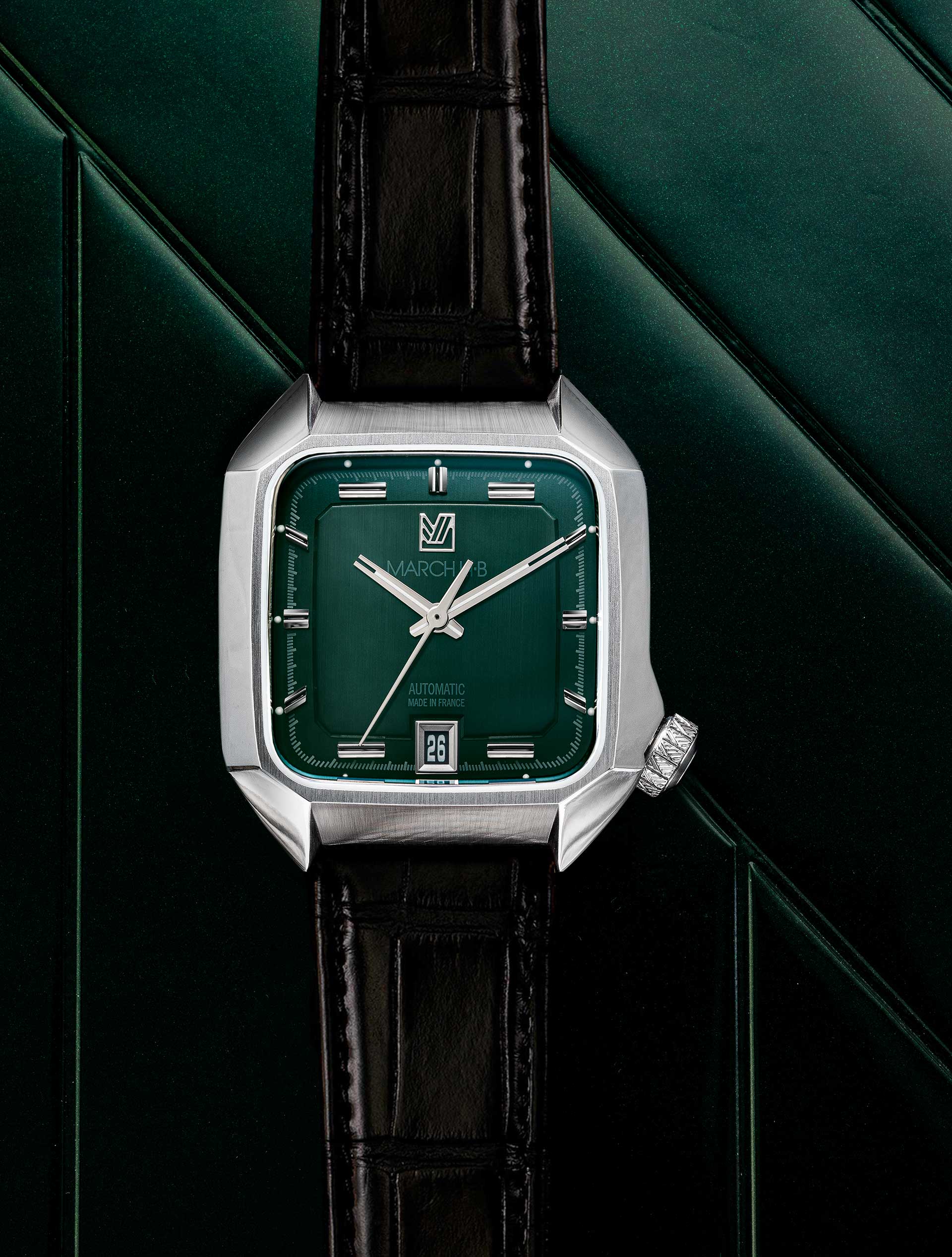 march-la-b-am2-slim-automatique-grall-montre-homme-36-mm-cadran-vert image 3