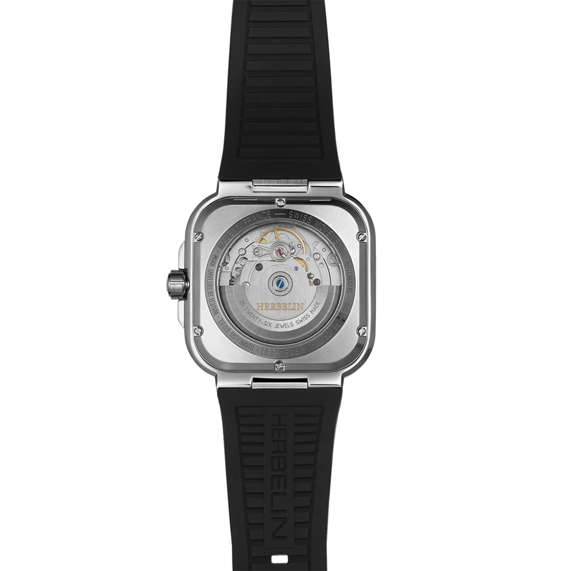 herbelin-cap-camarat-square-automatique-39-mm-montre-homme-acier-noir-caoutchouc image 4