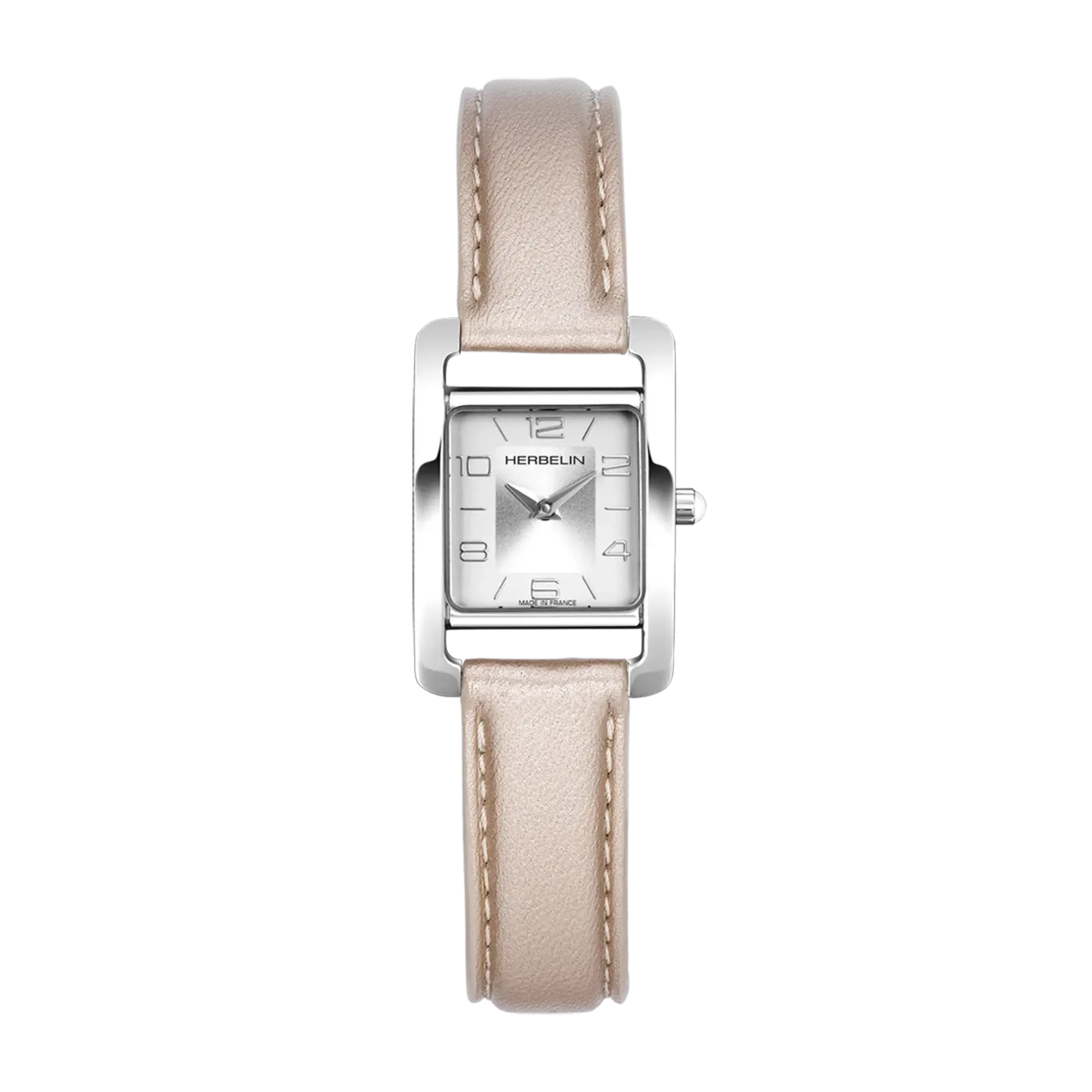 herbelin-ve-avenue-femme-acier-rectangulaire-cuir-rose-quartz image 1